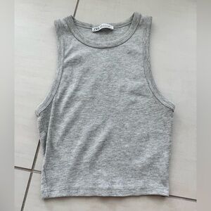 Zara Gray Ribbed Crop Top